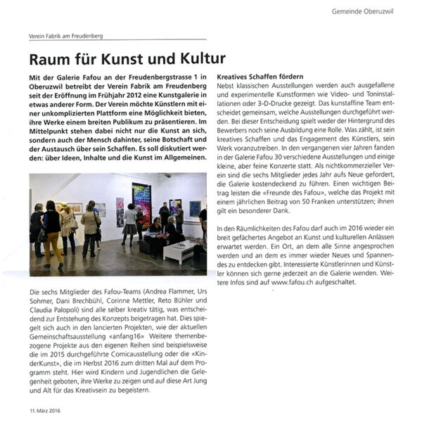 Mitteilungsblatt Oberuzwil / Raum für Kunst und Kultur