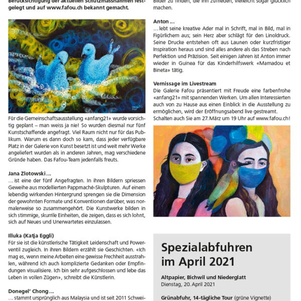 Mitteilungsblatt Oberuzwil / Ausstellung «anfang21»